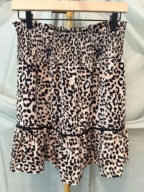 DR2 Leopard Print Tiered A-Line Skirt - Black & Cream